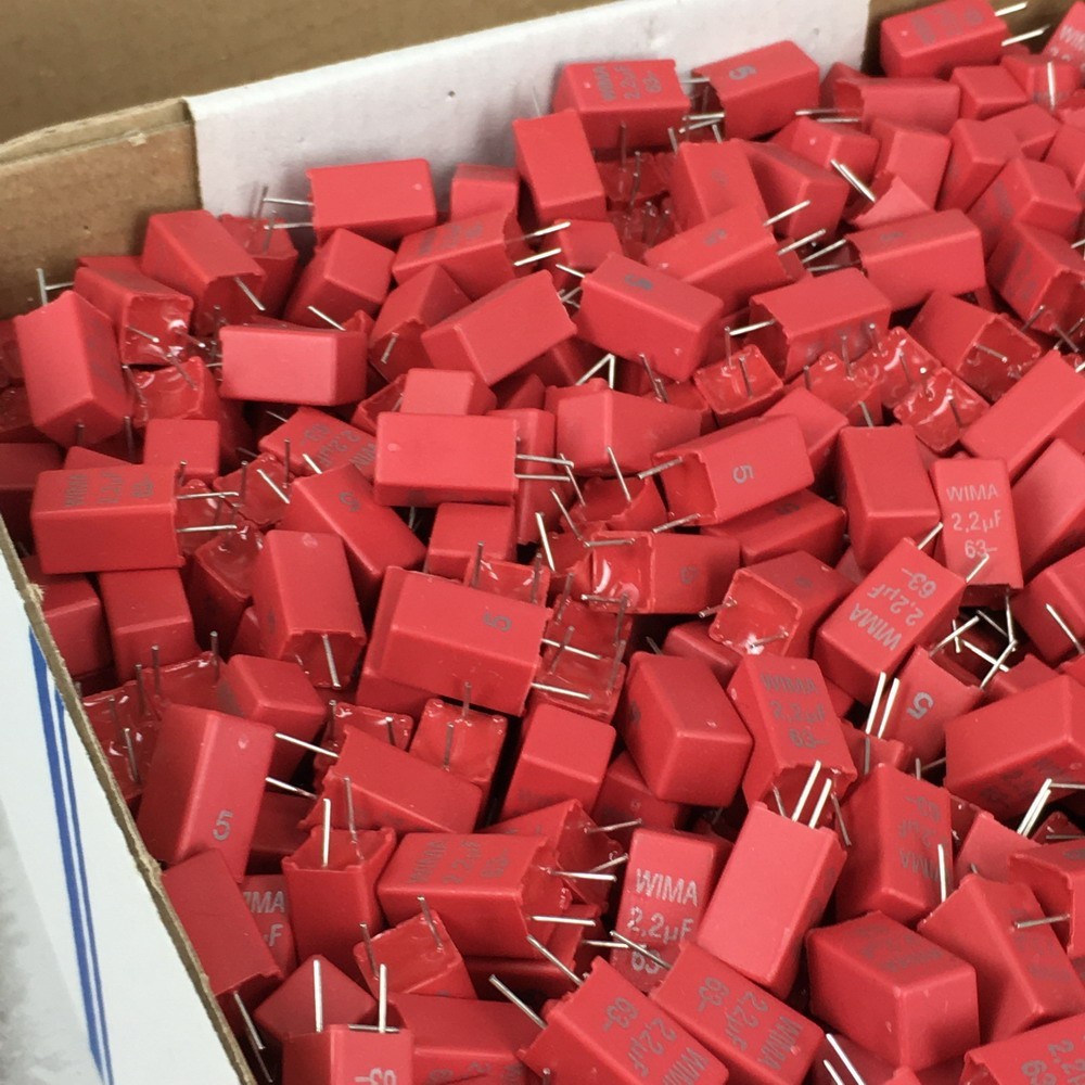 ยี่ห้อใหม่เยอรมัน WIMA2.2 uF63V/2.2 u/225 Red Weima Fever Film Capacitor Pitch 5mm