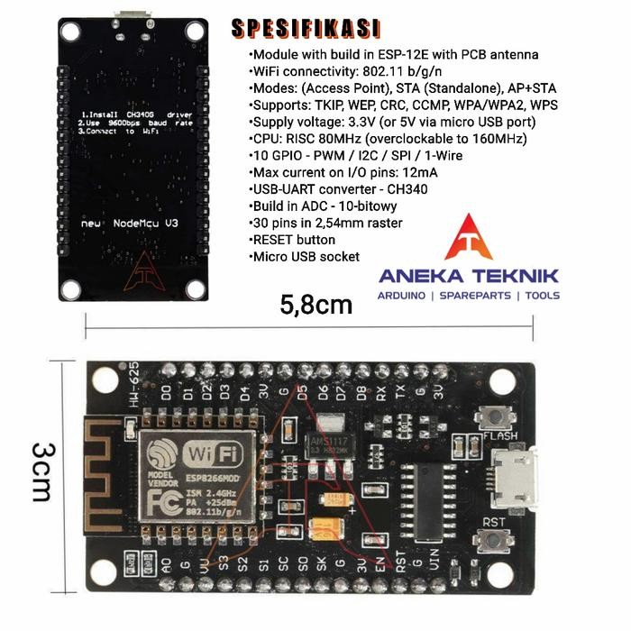 ESP8266 NodeMcu V3 Lua CH340 โมดูล WIFI