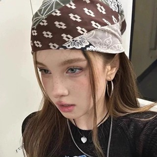 ผ้าโพกศีรษะสไตล์ย้อนยุค สีน้ำตาล สำหรับฤดูใบไม้ร่วงและฤดูหนา…