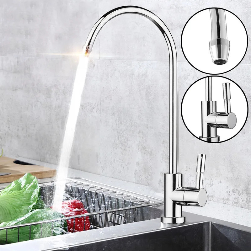 1/4 Inch Stainless Steel Faucet Kitchen Water Filter Faucet Ro Drinking Water Filter Faucet Reverse 