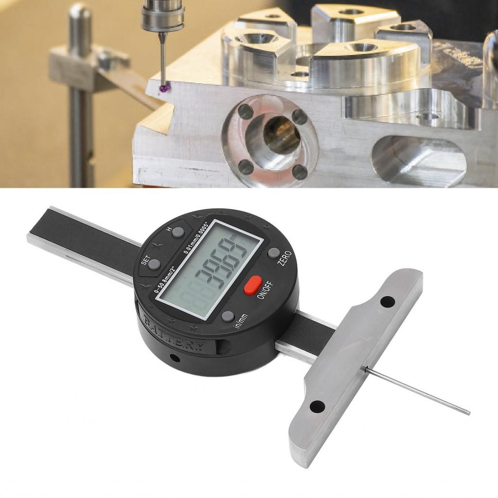 Iuxishop-ph เครื่องวัดความลึกแบบดิจิตอล 0-50.8 มม.ความแข็งสูงจอแสดงผล LCD ตัวบ่งชี้อิเล็กทรอนิกส์ 0.