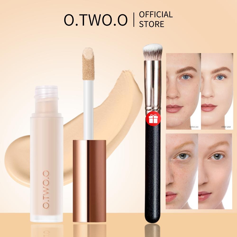 O.TWO.O คอนซีลเลอร์ + 1 * แปรงคอนซีลเลอร์ติดทนนาน Dark Eye Circles Pimple Marks Redness Scars Decree