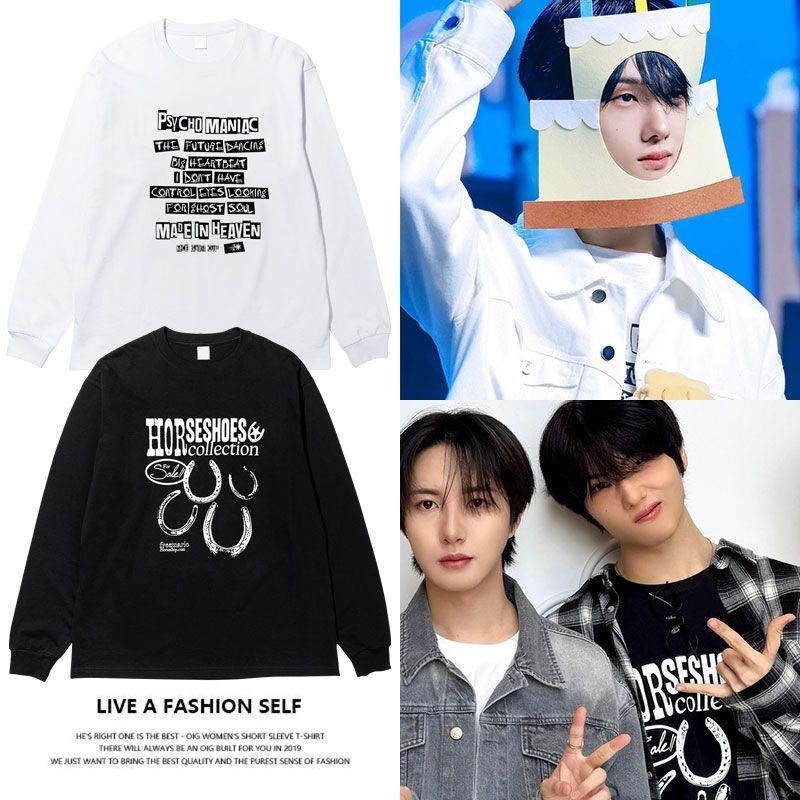 เสื้อยืดแขนยาวหลวมสไตล์ NCT Park Ji Sung ผลิตจากผ้าฝ้ายแท้ สำหรับทั้งผู้ชายและผู้หญิง ออกแบบมาให้สวม