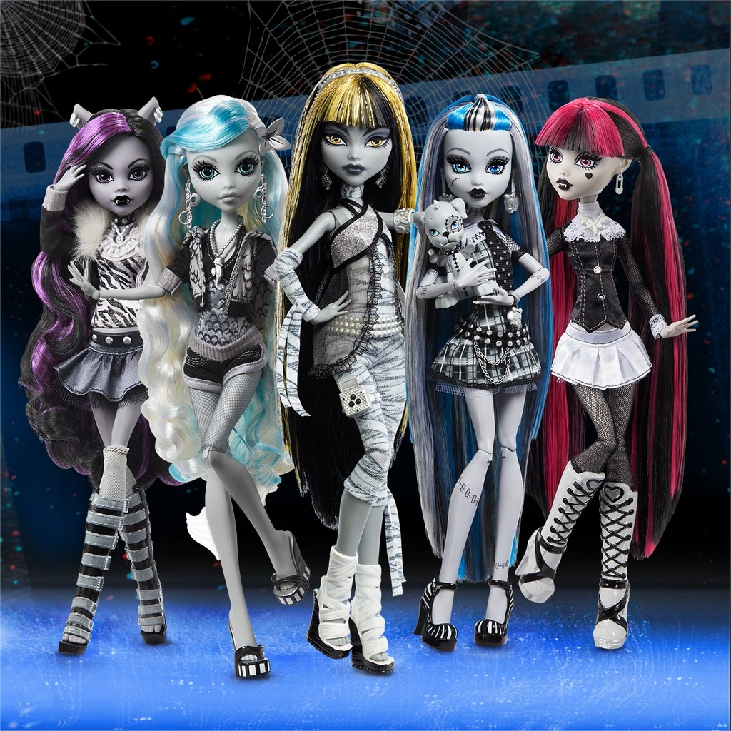 Mattel Doll Monster High Reel Drama G1 ตุ๊กตาจําลองสีดําและสีขาวคลาสสิก RM182