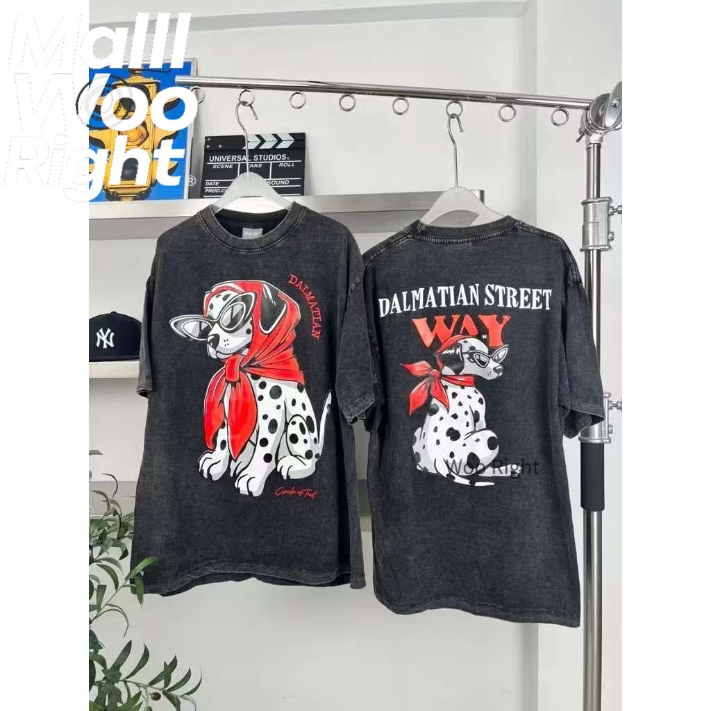 ส่งจากไทย ลายพิมพ์แฟชั่น แขนสั้น คอกลม เสื้อยืด โอเวอร์ไซซ์ ระบายอากาศ วินเทจฟอกน้ำ ผ้าแห้งเร็ว