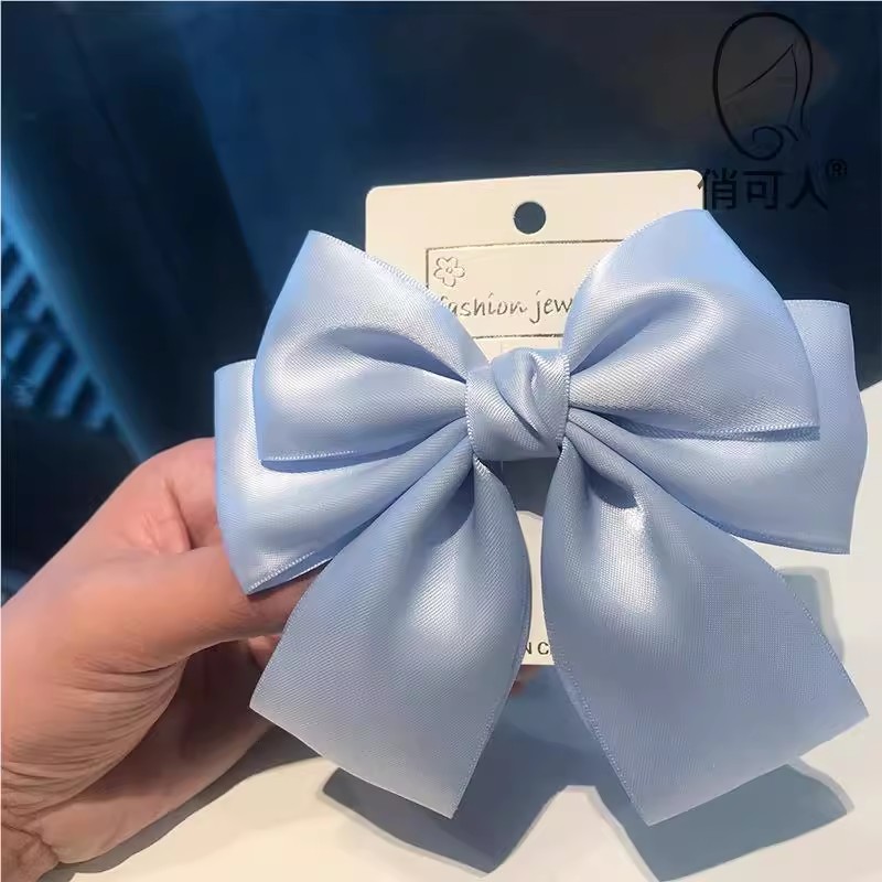 Blue JK Tie Elegant Big Bow Hairpin ผู้หญิงด้านหลังหัวฤดูใบไม้ผลิคลิปโบราณ Panda หางคลิปด้านบน Super