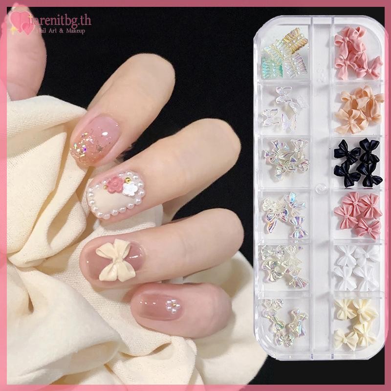 RENBG 12 กริด/กล่องเล็บ Enhancements เลื่อม Ultra-thin Star Bow รูปร่าง Glitter Gradient เล็บอุปกรณ์ตกแต่ง TH - รูปที่ 2