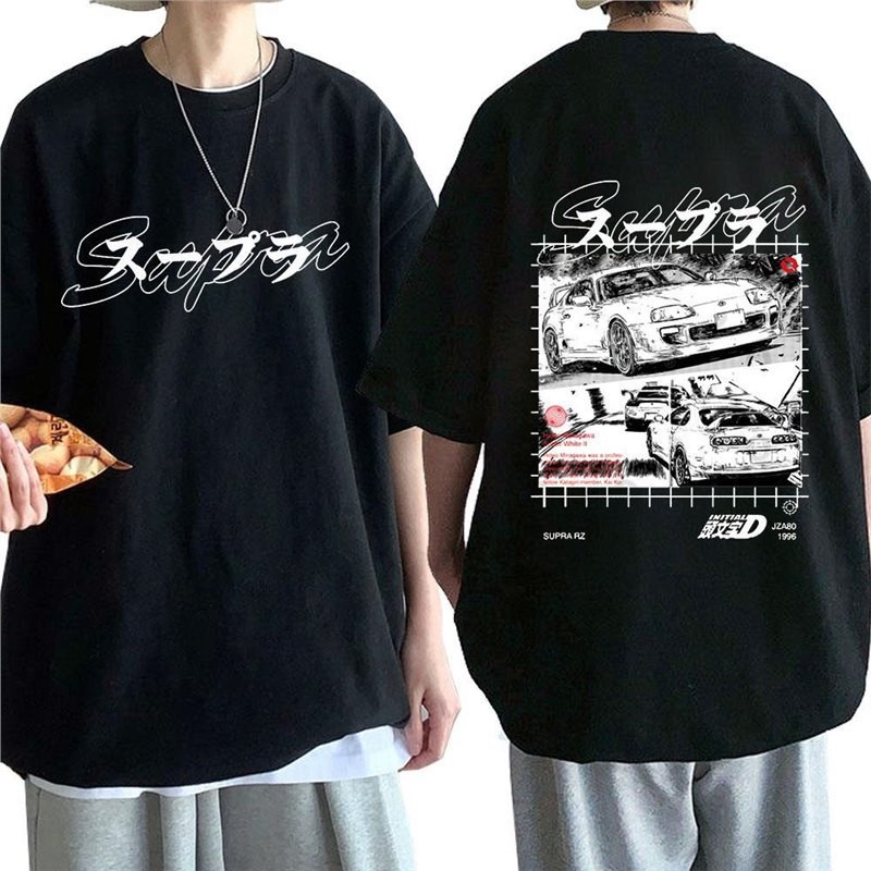 เสื้อยืดAnime Drift AE86 Initial D แบบสองด้าน คอสั้น ปี2025