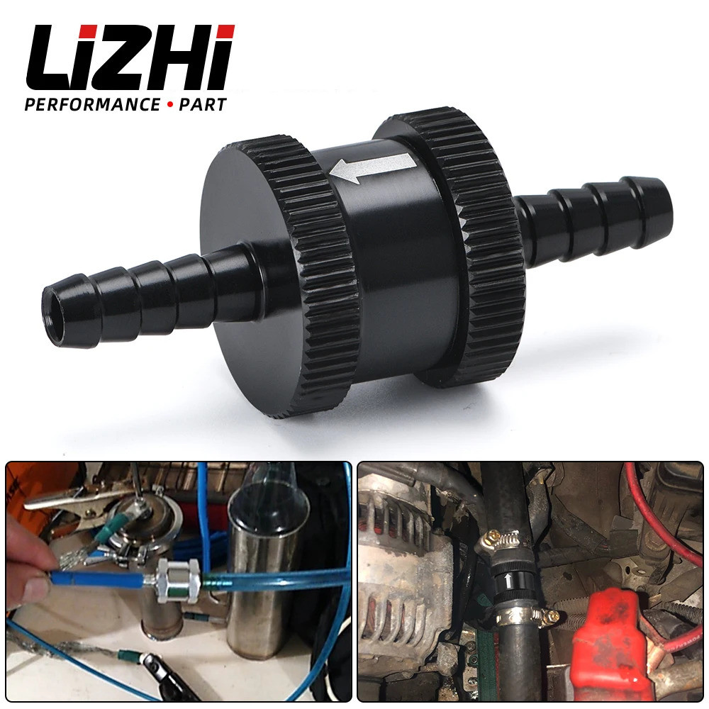 LIZHI RACING - 1/4 "6 มม.ไม่กลับ One Way การใช้วาล์วตรวจสอบอลูมิเนียม Petrol ดีเซล LZ-FCV06