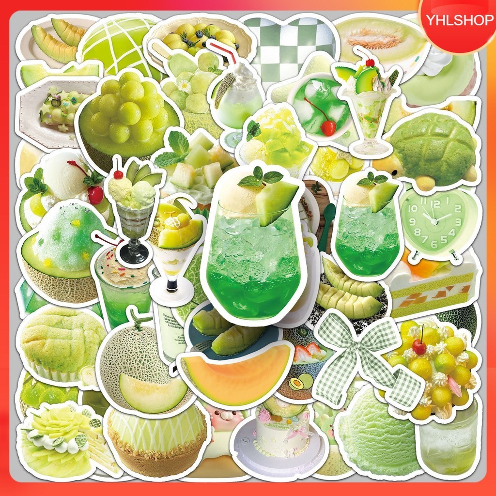 🍀ส่งจากไทย🍀 50แบบ Sticker ขนม เครื่องดื่ม อาหาร ทำจาก เมล่อน Food dessert beverage fruit Melon