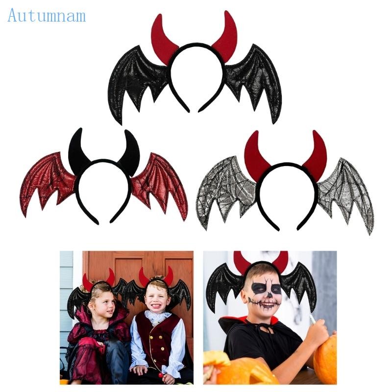 ค้างคาวปีกปีศาจ Horn Shape Wig Hoop สำหรับผู้หญิง การแต่งตัวฮาโลวีนและคอสเพลย์