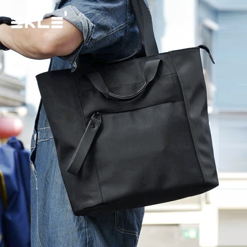 EKLE Tote Bag Mens Large Capacity Commuter Bag Shoulder Bag Casual Canvas Cabs Jin Cloth Handbag Men