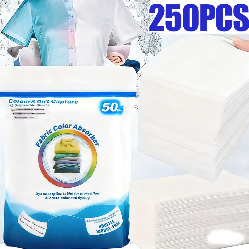 แผ่นดูดซับสีเครื่องซักผ้า 50/150/250 ชิ้น - กระดาษย้อมสีไม่ทอซักรีด - แผ่นป้องกันการย้อมสีเสื้อผ้า