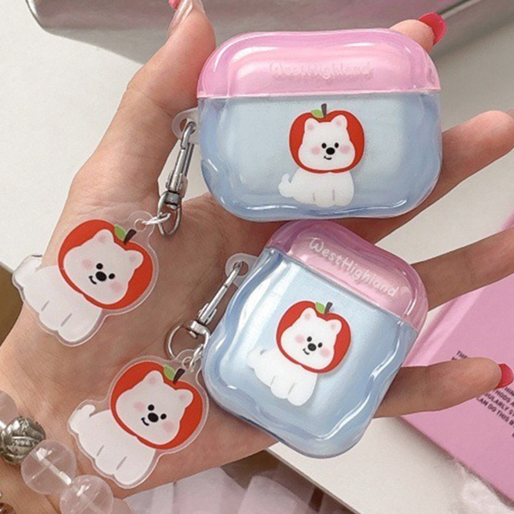 สําหรับ Airpods 4 Pro 3 2 1 น่ารัก Apple West Highlands สุนัขลูกสุนัขรูปแบบ Soft TPU กันกระแทกหูฟังกรณี Anti-lost จี้หูฟังไร้สายชุดหูฟังฝาครอบป้องกัน Shell