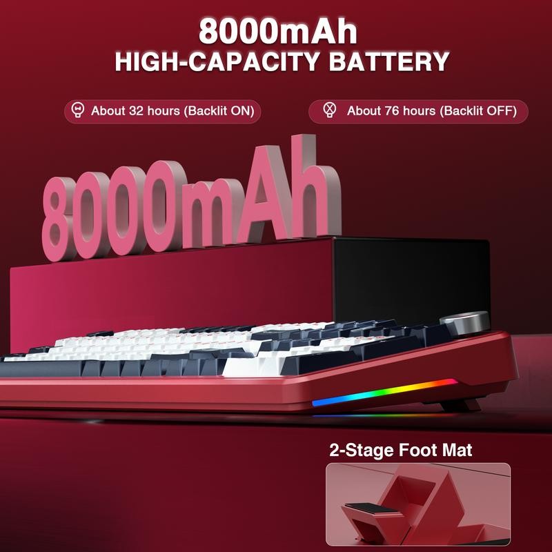 [ใหม่]Aula F108 Proคีย์บอร์ดเกมกลไร้สายขนาดเต็มพร้อมลูกบิดArt Screen Num Pad Tri-Mode RGB Backlit Ho