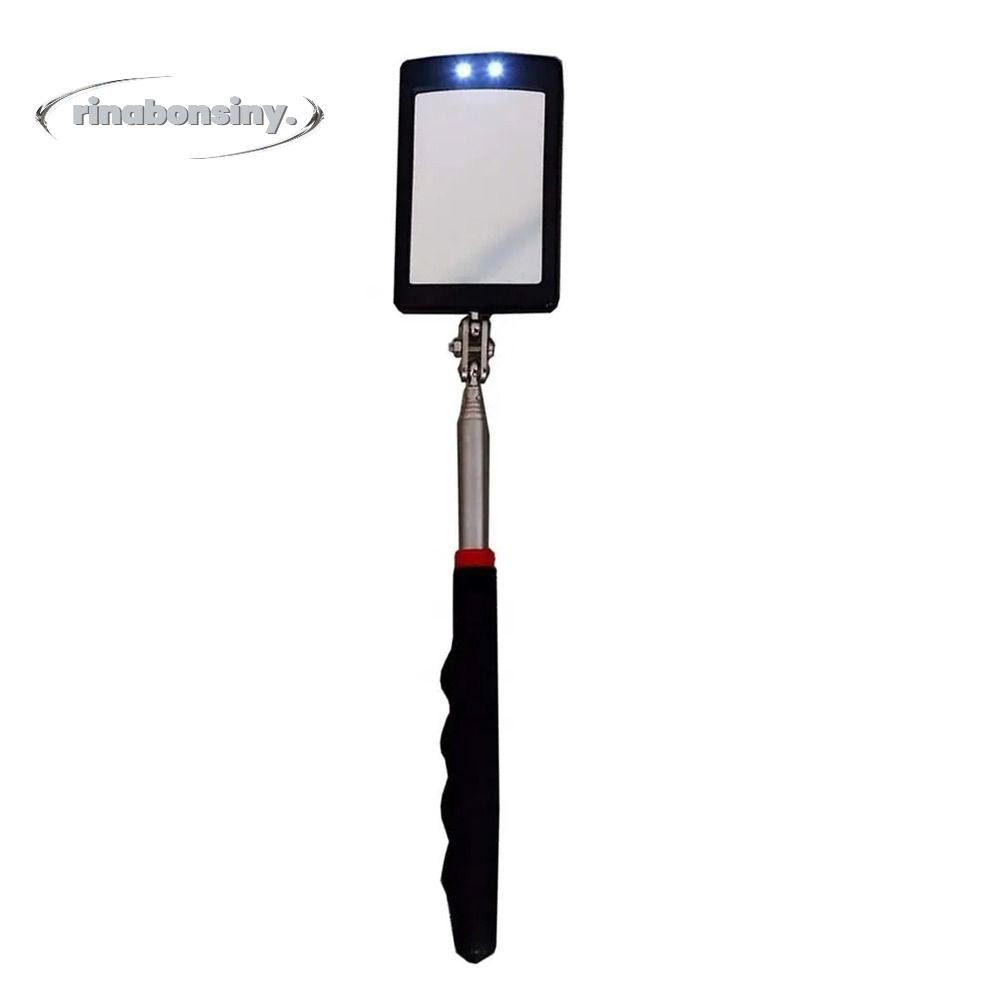 RINABONSINY Telescoping ไฟ LED สแควร์ 2 LED Lighted กระจกตรวจสอบกล้องส่องทางไกลสะดวกขยาย 29-73 ซม.360° หมุนมุมมองพิเศษ