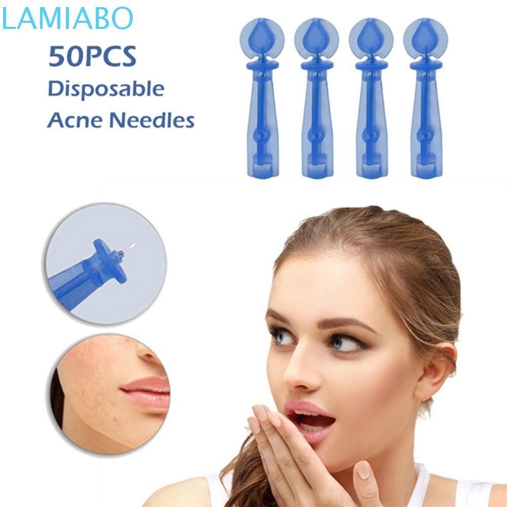 LAMIABO 50 ชิ้น/กล่องทิ้งเข็มสิว, Professional Skin Care Blackhead Remover เครื่องมือ, Pimple Extrac