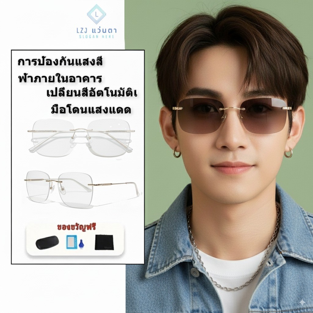 แว่นตาแฟชั่น UV400 สำหรับคอมพิวเตอร์ กรองแสงบลูเลย์อัตโนมัติ