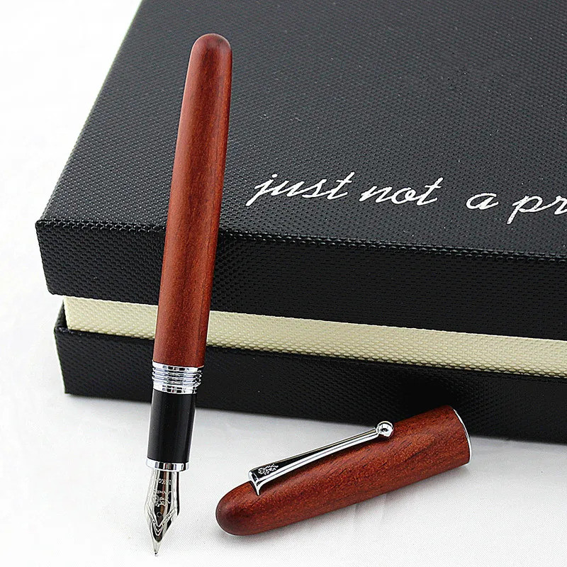 Jinhao 9056 ปากกาหมึกซึมไม้ธรรมชาติ Handmade M/f Nib Ink Pen พร้อมตัวแปลง A สินค้ามาใหม่