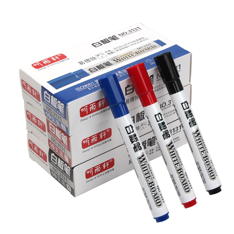 ปากกาไวท์บอร์ด 100 ชิ้น Erasable Black Water-Based Pens Easy-to-Erase Children Teachers Use Red Blue