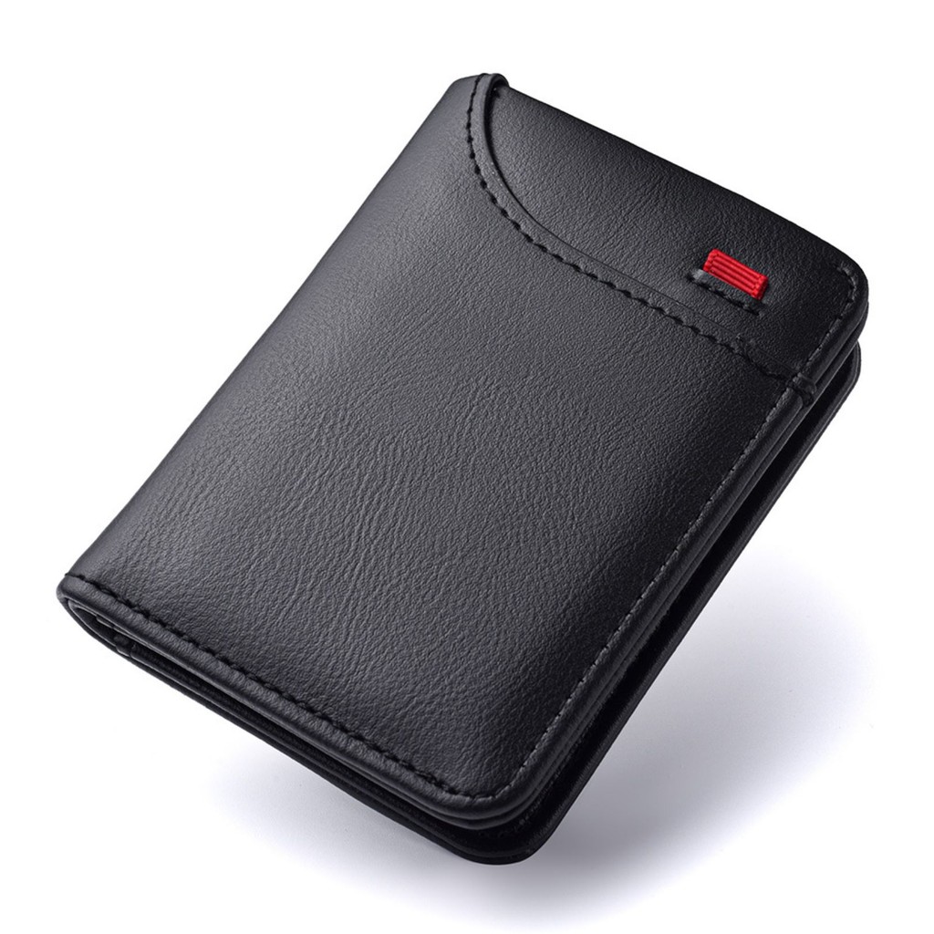 OKSANA MENS FOLDING WALLET WA974B5 หนังสีดํา CAN BE Womens KOREAN FASHION BRANDED SIMPLE PREMIUM CAR