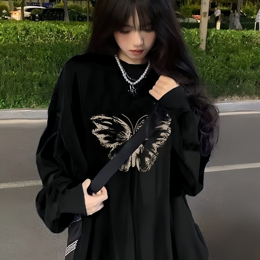 COD 2025 New Harajuku Style Ins Japanese Versatile Lazy Trendy Solona 210g Cuffed Long Sleeve Simple