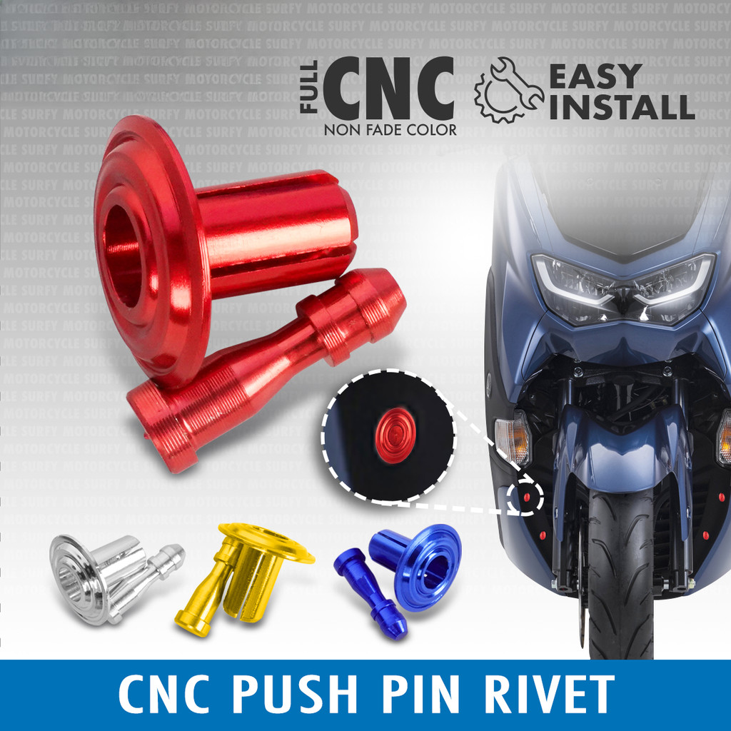 สลักล็อคแบบแม่นยำ CNC อลูมิเนียมแบบกดหมุดย้ำคลิปยึดตัวถัง M5x15 สำหรับรถจักรยานยนต์สากล