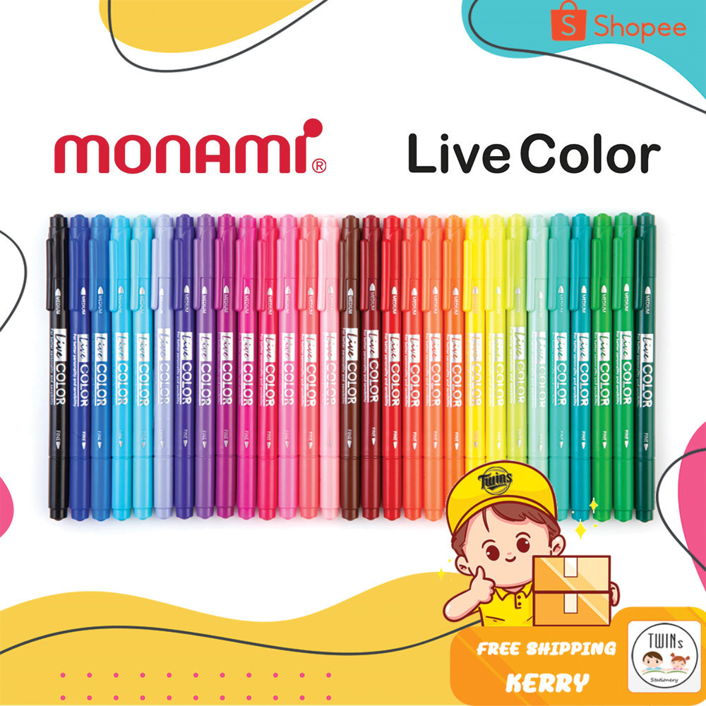 ปากกาสี Live Color ไลฟ์คัลเลอร์ Monami แยกแท่ง ขนาดหัว 0.6 และ 1.2 MM – โปรปัง