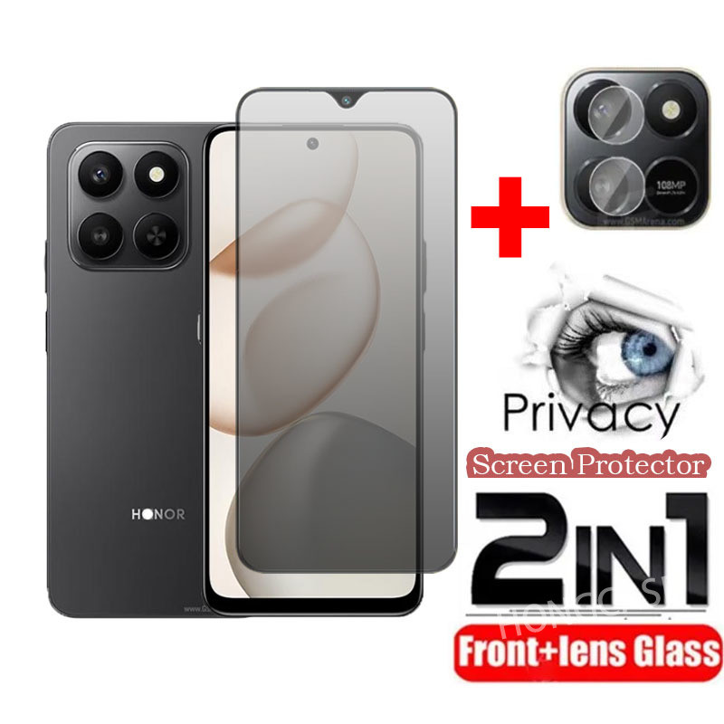 3 in 1 ฟิล์ม ฟิล์มกระจก Honor 600 Series Anti-peeping กระจกนิรภัยป้องกันหน้าจอสําหรับ Honor 600 400 X9D X8D X7D Pro Lite Anti-Spy ความเป็นส่วนตัวป้องกันฟิล์มกันกระแทก