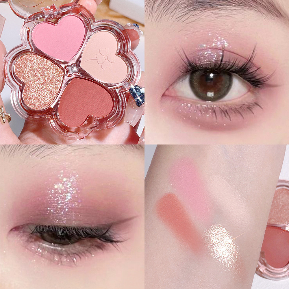 LEIXINA พาเลทอายแชโดว์ 4 สี กันน้ำ อายแชโดว์เนื้อแมตต์/กลิตเตอร์ อายแชโดว์เนื้อนุ่มติดทนนาน อายแชโดว์กลิตเตอร์