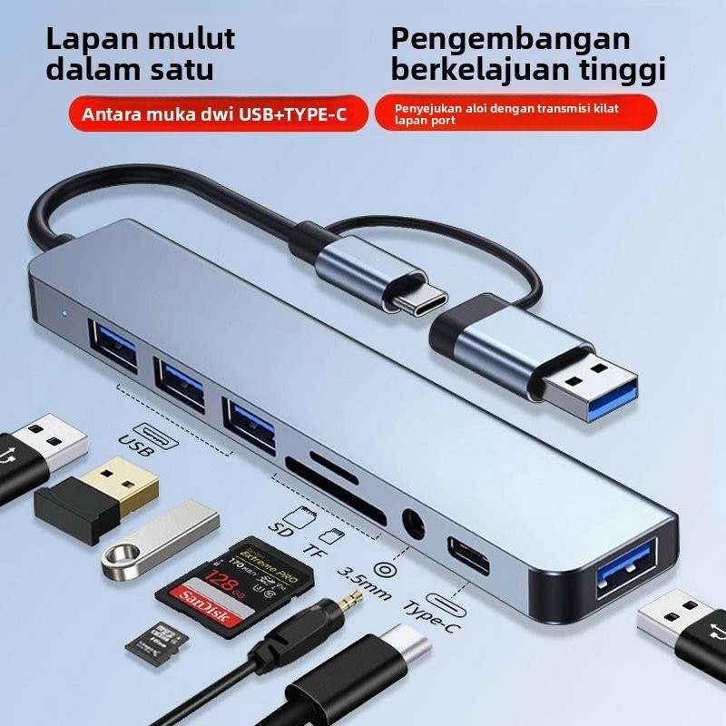 สถานีเชื่อมต่อแปดในหนึ่งเดียว usb3.0 Docking Station TF/SD Card Reader โน้ตบุ๊ค Docking Station usb 