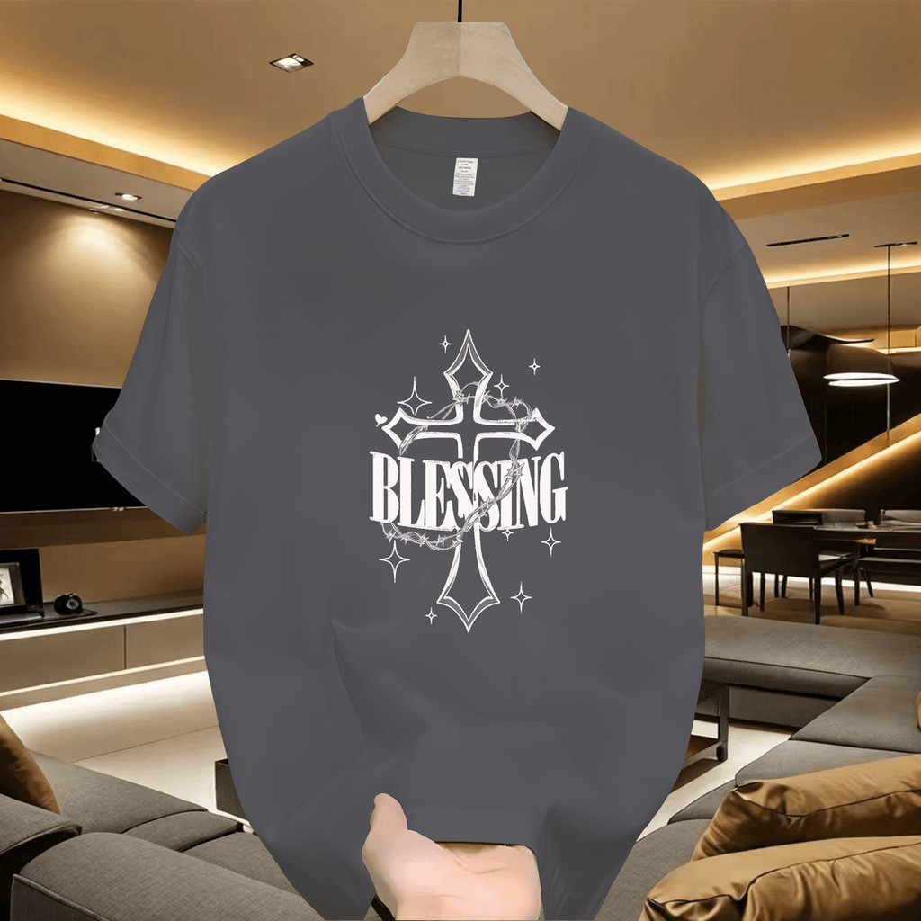 COD 2025 Short Sleeve T-Shirt Men Trendy Brand Half Sleeve Plus Size Summer 2024 Round Neck Loose Me