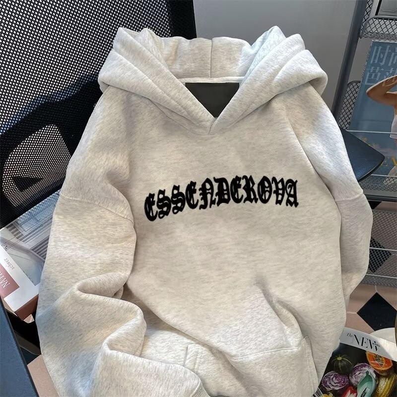 2025 NEW 2025 2024 Winter Fleece Hong Kong Style Trendy Hooded Sweatshirt Korean Version Loose Trend