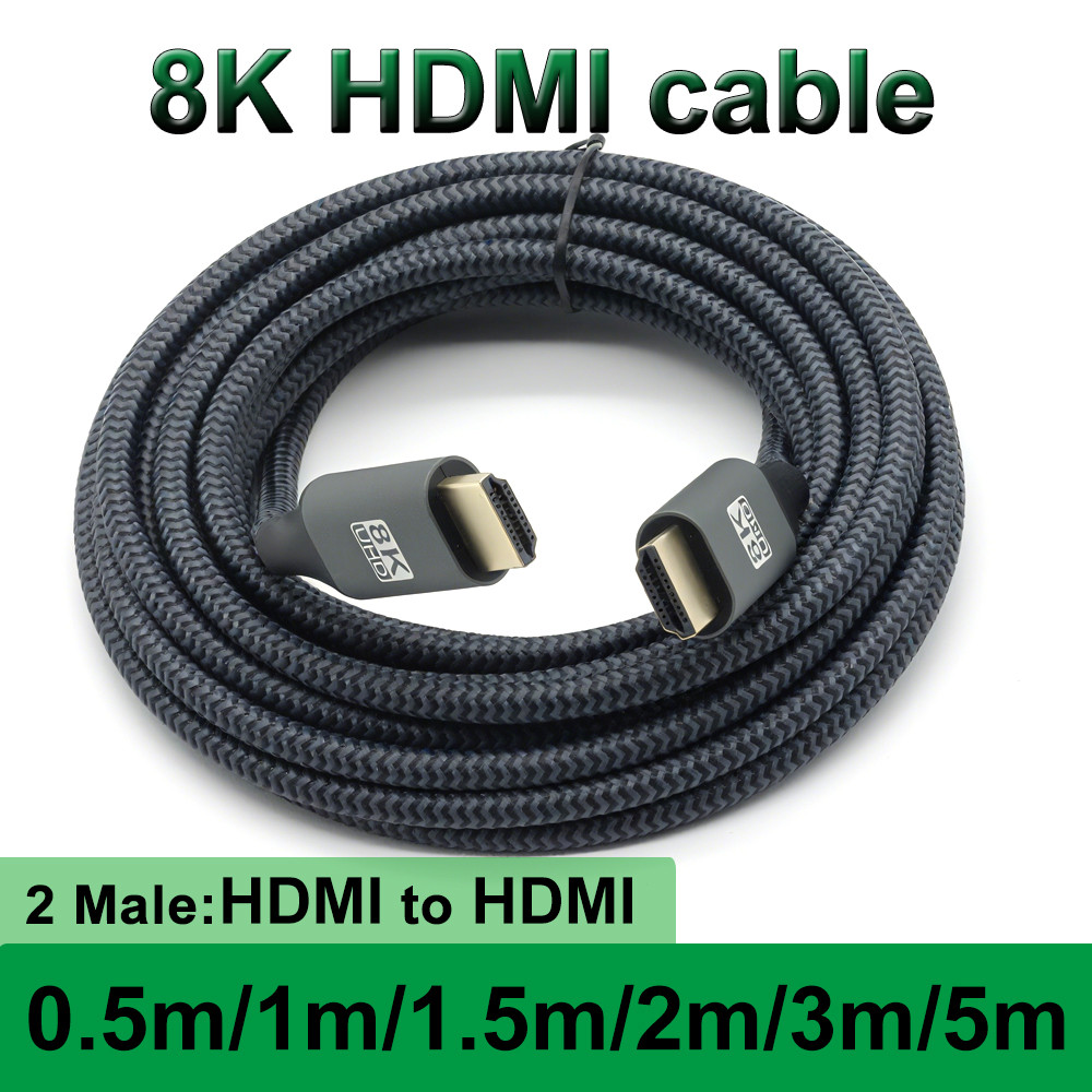 8K 60Hz HDMI to HDMI Ethernet cable supports 3D and 8K 60Hz resolutions