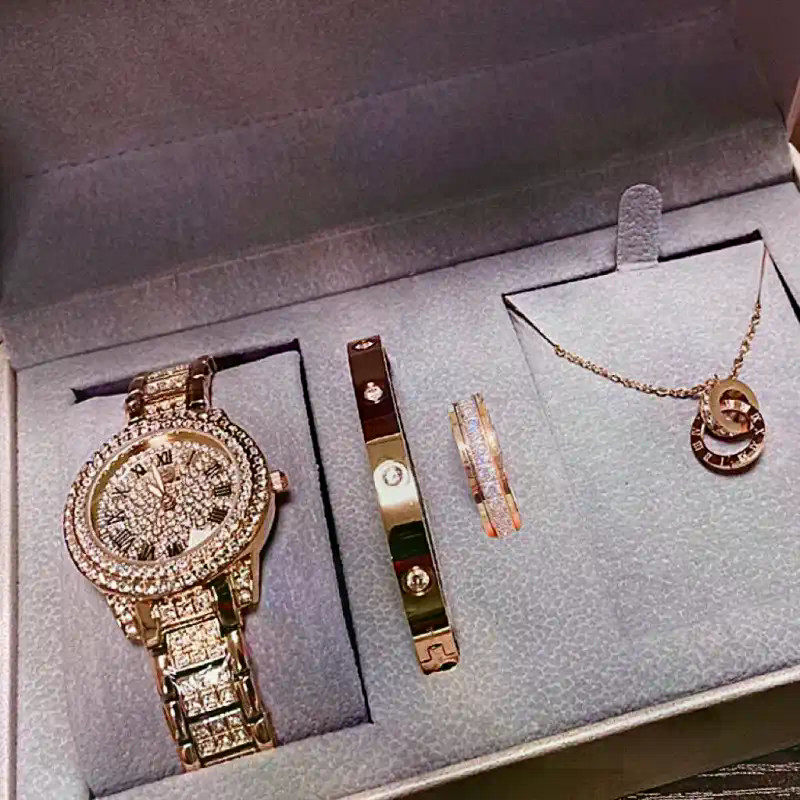 ส่งแฟนของขวัญวันเกิดชุดกล่องของขวัญรุ่นสูงวันหยุดปฏิบัติอารมณ์นาฬิกาถาวรชุดห้าชิ้น