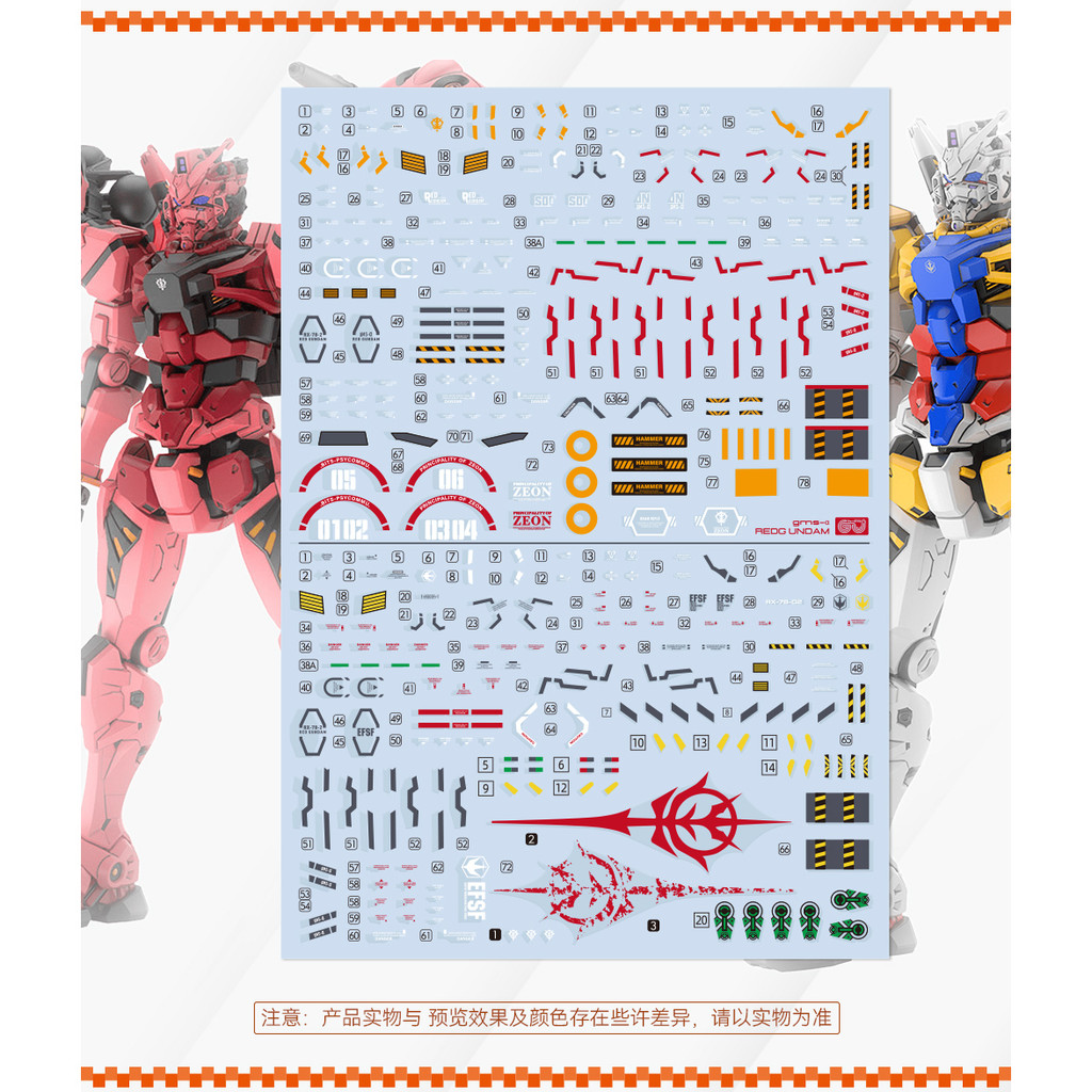 GUGU HG GQuuux Red White Water Slide Decal (ไม่รวมชุด) GUGUHG022