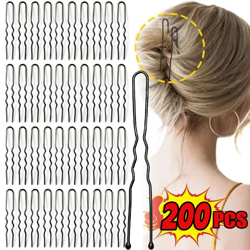เส้นผมคลื่นแบบไม่เห็น - ดำ U-shaped Bobby pins เครื่องมือจัดแต่งทรงผม หลากหลายจำนวน