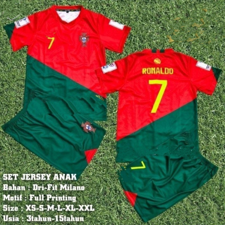 ใหม่ล่าสุด RONALDO FOOTBALL SHIRT SET / PORTUGAL JERSEY UNISEX T-SHIRT SET สําหรับผู้ชายและผู้หญิง