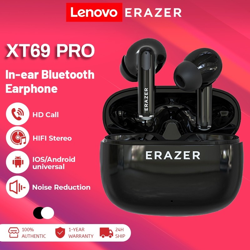 Lenovo ERAZER หูฟังบลูทูธตัดเสียงรบกวนพร้อมไมโครโฟน XT69 Pro 6LCW