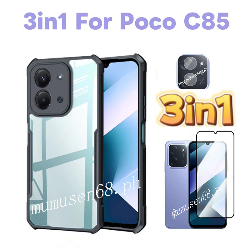สําหรับ Xiaomi Poco C85 เคสโทรศัพท์กันกระแทกสําหรับ Poco C75 C71 C61 C65 ฟิล์มกระจกนิรภัยและเลนส์ฟิล