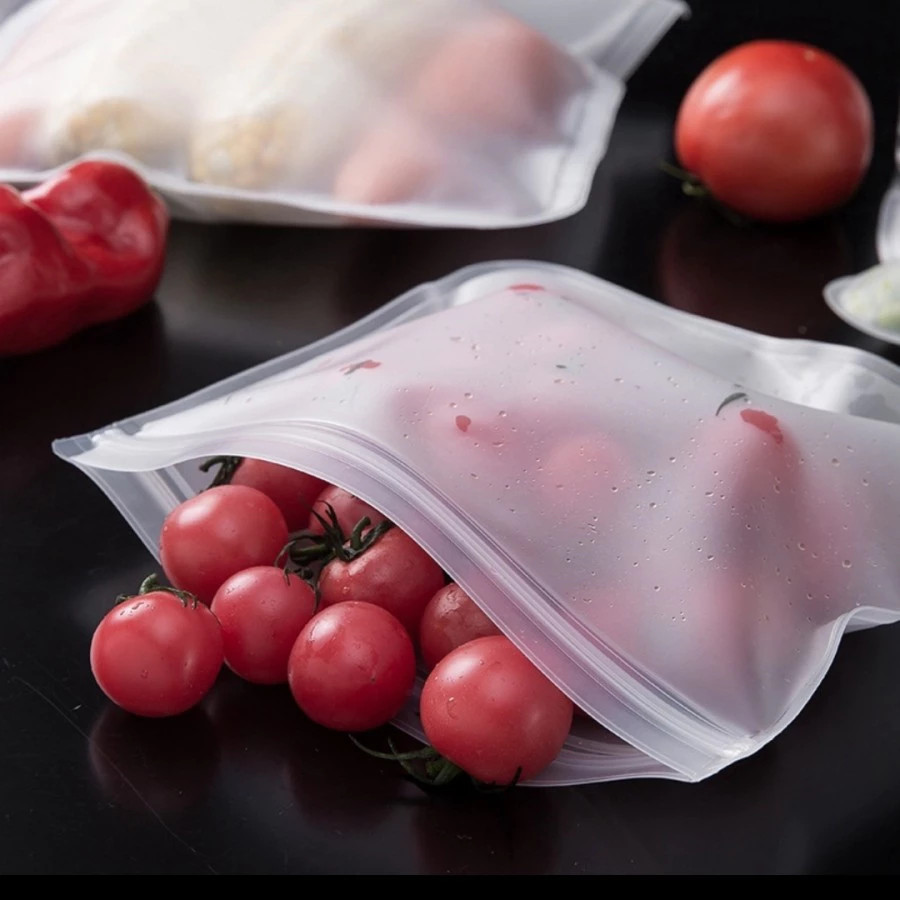 (1 ชิ้น) กระเป๋าใส่อาหารซิลิโคน ZIPLOCK BAG REUSABLE AIRTIGHT SILICONE SEALER