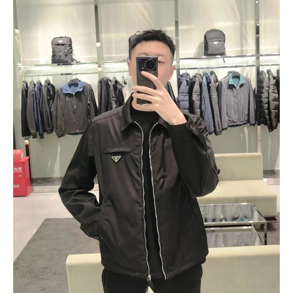 PRA Prada Recycled Nylon Zipper Jacket Top Jacket High Version Ready Stock