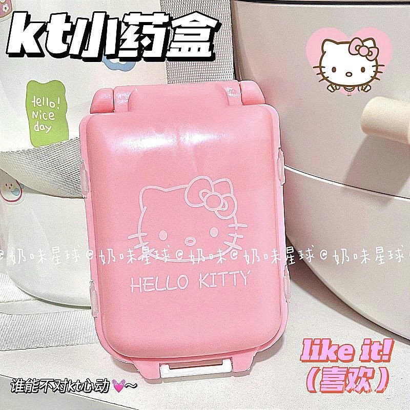 กล่องเก็บของ แฟนสาวแฟนมินิช่องยาแบบพกพาแมวกล่องยาขนาดเล็กรักการจําแนกการจัดเก็บของขวัญฟรี 1QZK