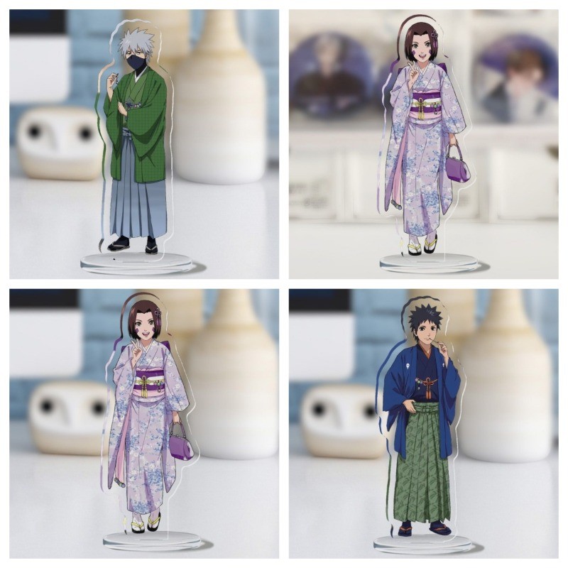 NARUTO แผ่นตกแต่งโต๊ะทีม 4 Standee Nohara Rin คอลเลกชันเครื่องประดับ Accesorios Uchiha Obito อะคริลิคตุ๊กตา Hatake Kakashi ของเล่น