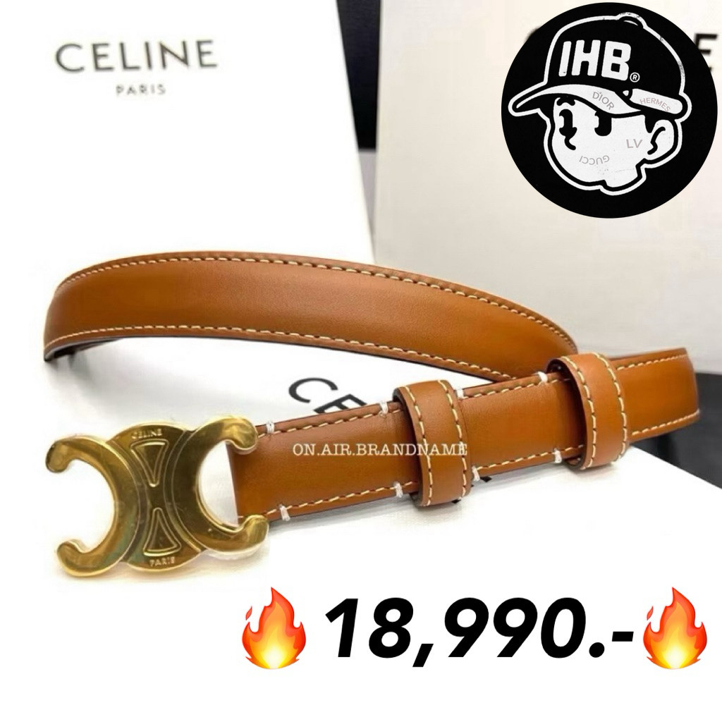 New celine small thriomphe belt 1.8 สี tan เข็มขัดรุ่นฮิต