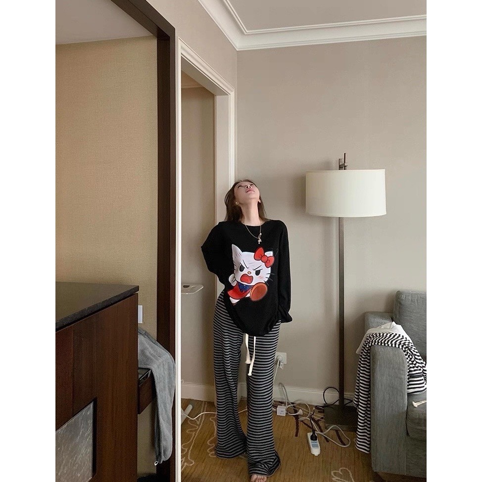 🧡🧵 🇰🇷 W7370 กางเกงขายาว ผ้ายืด เอวยางยืดมีเชือกผูกได้ ทรงสวยนะคะ ผ้าแฟชั่นเกาหลี TAG WG.WE 🧵🧡 - รูปที่ 2