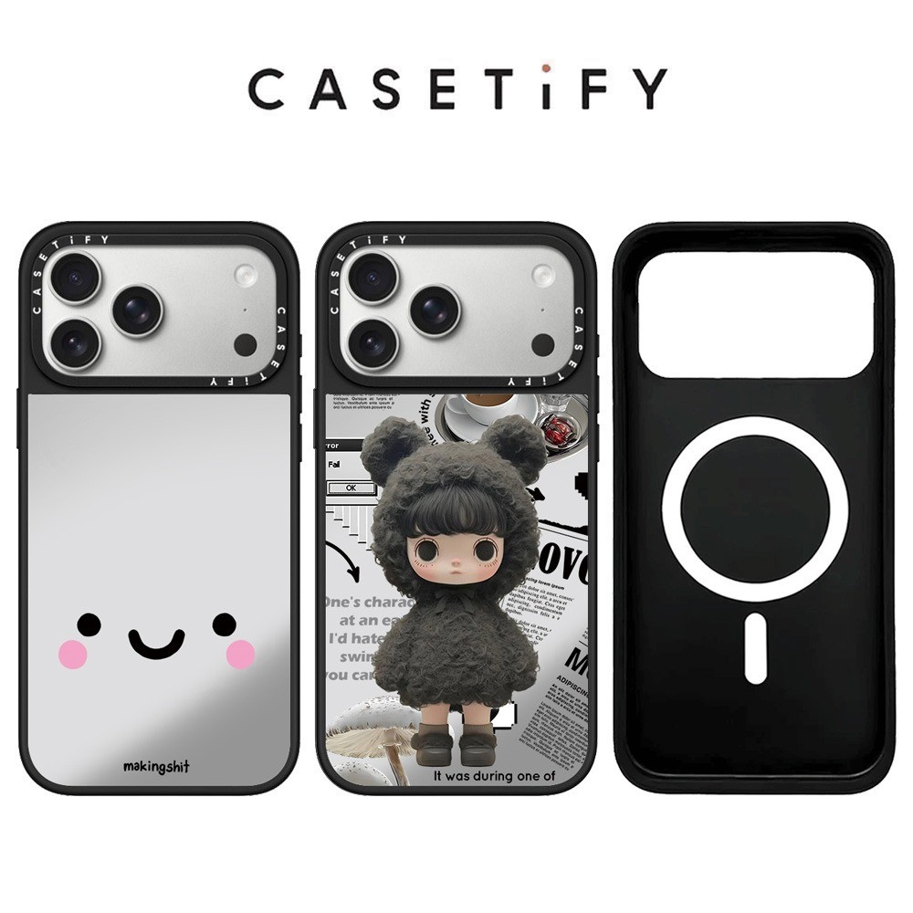 แม่เหล็กตุ๊กตาหมีตุ๊กตาหมีเด็กกระจกเคสโทรศัพท์สําหรับ ไอโฟน 17 มือโปร สูงสุด 17อากาศ 16 15 14 13 12 11 กันกระแทกป้องกันปลอก