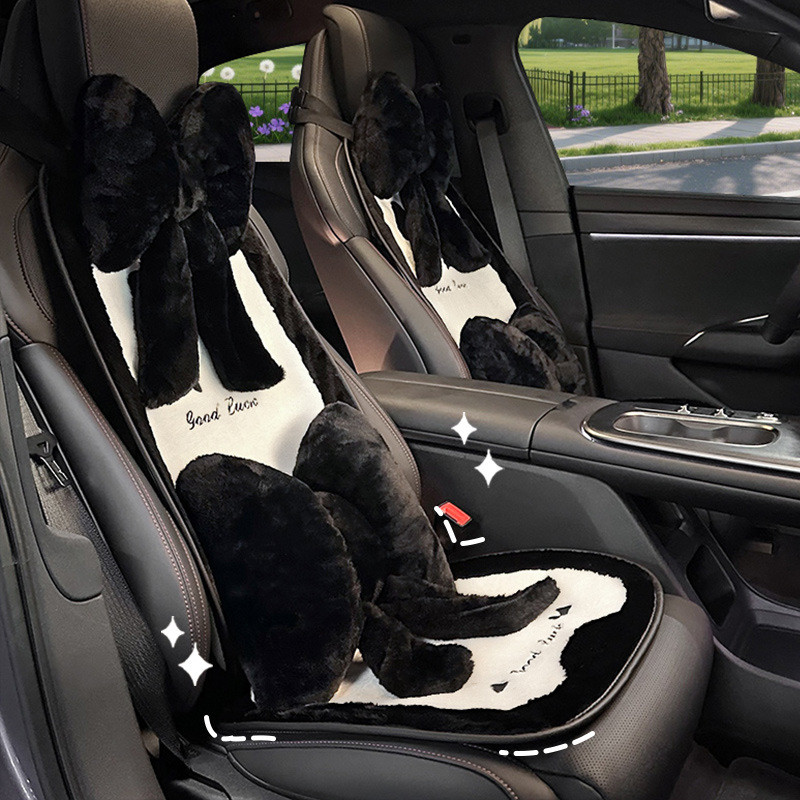 Plush Fleece Car Seat Winter Warm Car Seat Cushion New Light Luxury Bow Car Seat Cover 1yWC