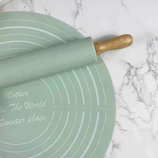 【ได้รับใน 1-3 วัน 🔥】2in1 ซิลิโคนเบเกอรี่ Rolling Pin ชุดนวดชุดไม้ Rolling Pin Non-Stick ซิลิโคน Baking Mat Dough Pad Pastry Board