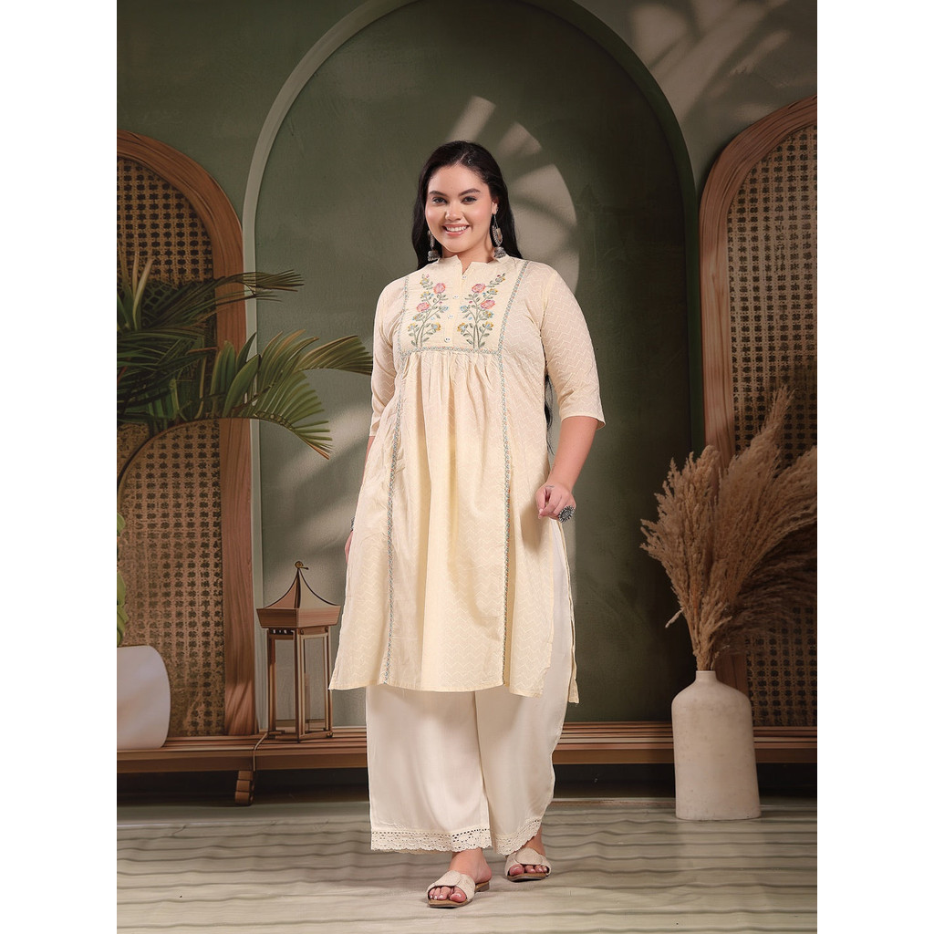3XL - 6XL Indian Kurti พร้อมกางเกงและ duptta Long Short Women Kurtis Kurta Tunic Top Blouse Plus Set